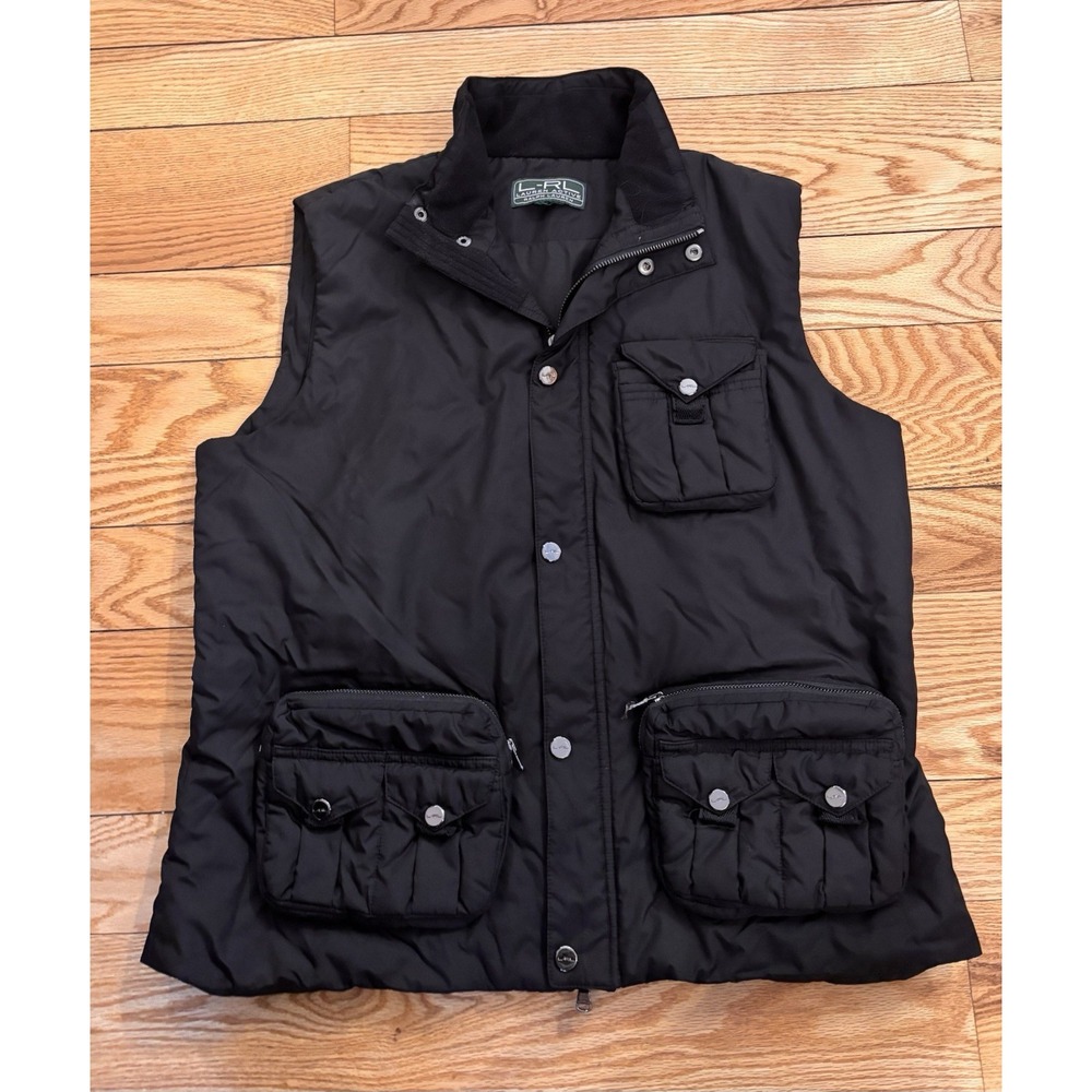 Lauren Ralph Lauren Active Snap Front Utility Vest  Black Womens SZ M/L P2P 20.5